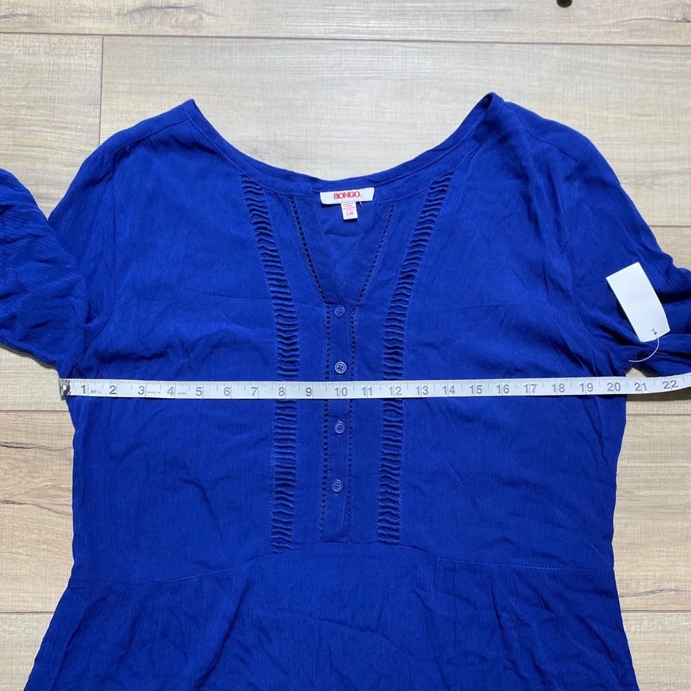 BONGO Girls Juniors Boho‎ 3/4 Sleeve Drop Waist Dress Size Large Navy Blue